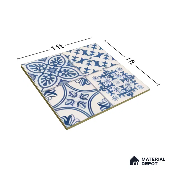 Moroccan Floor & Wall Tile TL 07295 Safi Blue 1 ft x 1 ft Ceramic Matte Finish - 9 mm | Suitable For Kitchen, Bathroom, Living Area (Sample)