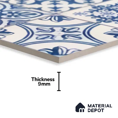 Moroccan Floor & Wall Tile TL 07295 Safi Blue 1 ft x 1 ft Ceramic Matte Finish - 9 mm | Suitable For Kitchen, Bathroom, Living Area (Sample)
