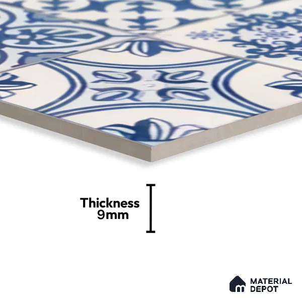 Moroccan Floor & Wall Tile TL 07295 Safi Blue 1 ft x 1 ft Ceramic Matte Finish - 9 mm | Suitable For Kitchen, Bathroom, Living Area (Sample)