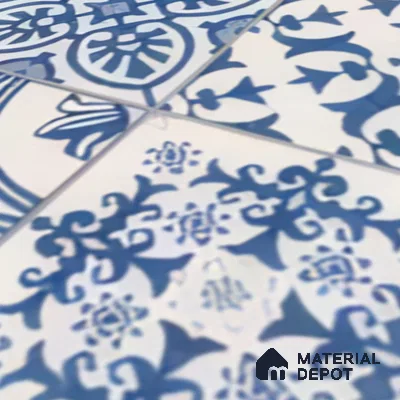 Moroccan Floor & Wall Tile TL 07295 Safi Blue 1 ft x 1 ft Ceramic Matte Finish - 9 mm | Suitable For Kitchen, Bathroom, Living Area (Sample)