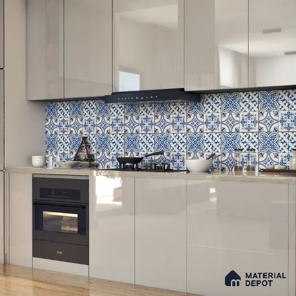 Moroccan Floor & Wall Tile TL 07295 Safi Blue 1 ft x 1 ft Ceramic Matte Finish - 9 mm | Suitable For Kitchen, Bathroom, Living Area (Sample)