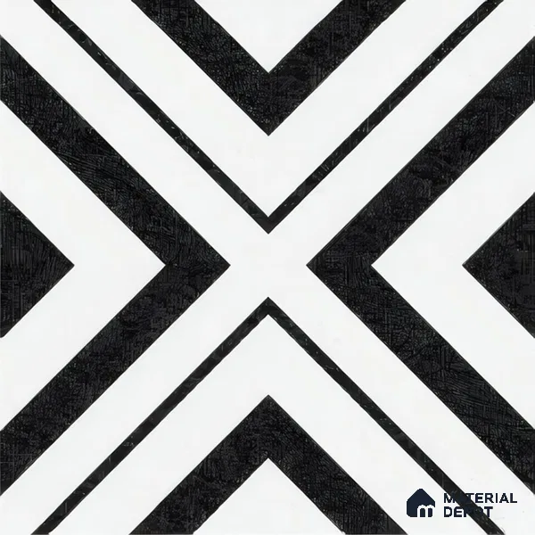Moroccan Floor & Wall Tile TL 07312 Mono Cross 1 ft x 1 ft Ceramic Matte Finish - 9 mm | Suitable For Kitchen, Bathroom, Living Area | Please Expect a Slight Variation of Pattern (Sample)