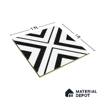 Moroccan Floor & Wall Tile TL 07312 Mono Cross 1 ft x 1 ft Ceramic Matte Finish - 9 mm | Suitable For Kitchen, Bathroom, Living Area | Please Expect a Slight Variation of Pattern (Sample)