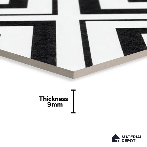 Moroccan Floor & Wall Tile TL 07312 Mono Cross 1 ft x 1 ft Ceramic Matte Finish - 9 mm | Suitable For Kitchen, Bathroom, Living Area | Please Expect a Slight Variation of Pattern (Sample)