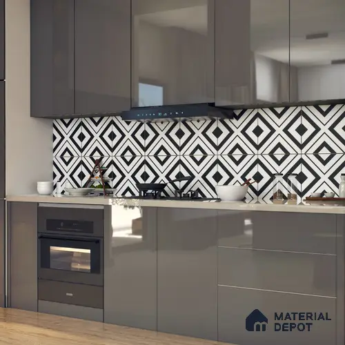 Moroccan Floor & Wall Tile TL 07312 Mono Cross 1 ft x 1 ft Ceramic Matte Finish - 9 mm | Suitable For Kitchen, Bathroom, Living Area | Please Expect a Slight Variation of Pattern