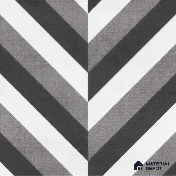 Moroccan Floor & Wall Tile TL 07310 Mono Chevron 1 ft x 1 ft Ceramic Matte Finish - 9 mm | Suitable For Kitchen, Bathroom, Living Area | Please Expect a Slight Variation of Pattern (Sample)