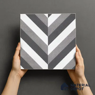 Moroccan Floor & Wall Tile TL 07310 Mono Chevron 1 ft x 1 ft Ceramic Matte Finish - 9 mm | Suitable For Kitchen, Bathroom, Living Area | Please Expect a Slight Variation of Pattern (Sample)