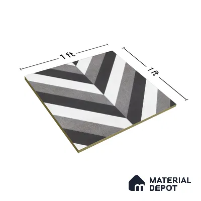 Moroccan Floor & Wall Tile TL 07310 Mono Chevron 1 ft x 1 ft Ceramic Matte Finish - 9 mm | Suitable For Kitchen, Bathroom, Living Area | Please Expect a Slight Variation of Pattern (Sample)
