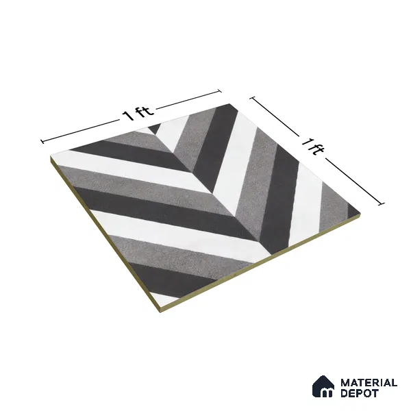 Moroccan Floor & Wall Tile TL 07310 Mono Chevron 1 ft x 1 ft Ceramic Matte Finish - 9 mm | Suitable For Kitchen, Bathroom, Living Area | Please Expect a Slight Variation of Pattern (Sample)