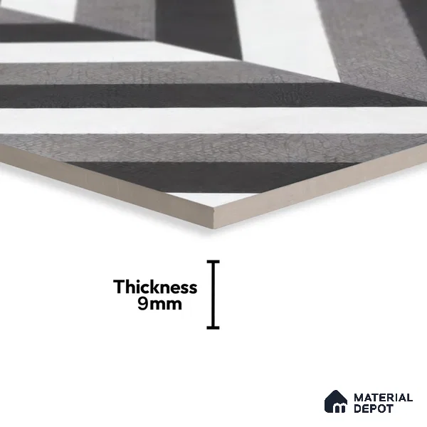 Moroccan Floor & Wall Tile TL 07310 Mono Chevron 1 ft x 1 ft Ceramic Matte Finish - 9 mm | Suitable For Kitchen, Bathroom, Living Area | Please Expect a Slight Variation of Pattern (Sample)