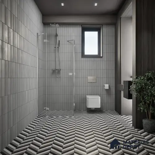 Moroccan Floor & Wall Tile TL 07310 Mono Chevron 1 ft x 1 ft Ceramic Matte Finish - 9 mm | Suitable For Kitchen, Bathroom, Living Area | Please Expect a Slight Variation of Pattern