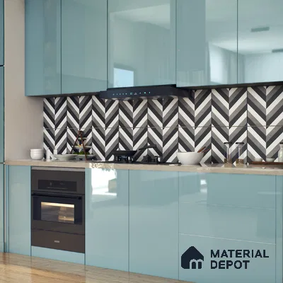 Moroccan Floor & Wall Tile TL 07310 Mono Chevron 1 ft x 1 ft Ceramic Matte Finish - 9 mm | Suitable For Kitchen, Bathroom, Living Area | Please Expect a Slight Variation of Pattern (Sample)