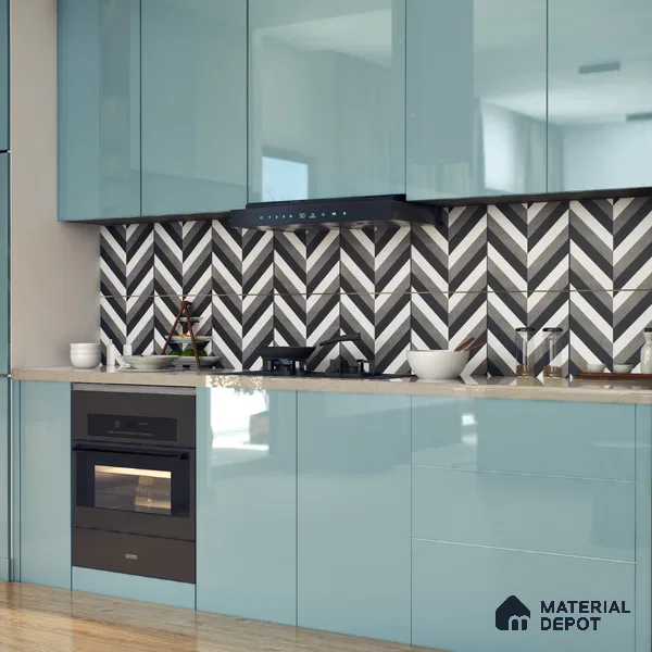 Moroccan Floor & Wall Tile TL 07310 Mono Chevron 1 ft x 1 ft Ceramic Matte Finish - 9 mm | Suitable For Kitchen, Bathroom, Living Area | Please Expect a Slight Variation of Pattern (Sample)