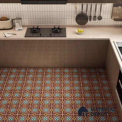 Moroccan Floor & Wall Athangudi Tile TL 07321 Clay Cross 1 ft x 1 ft Ceramic Matte Finish - 9 mm | Suitable For Kitchen, Bathroom, Living Area | Please Expect a Slight Variation of Pattern (Sample)