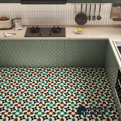 Moroccan Floor & Wall Tile TL 07316 Retro Star 1 ft x 1 ft Ceramic Matte Finish - 9 mm | Suitable For Kitchen, Bathroom, Living Area | Please Expect a Slight Variation of Pattern (Sample)