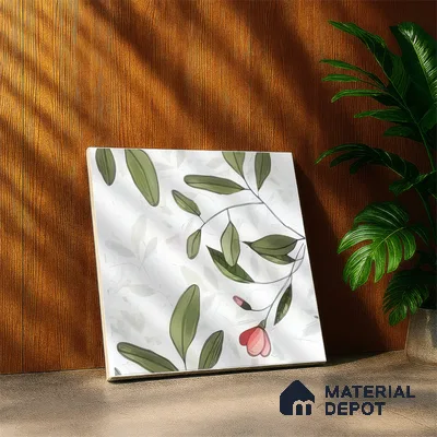Moroccan Floor & Wall Tile TL 07326 Blush Vine 1 ft x 1 ft Ceramic Matte Finish - 9 mm | Suitable For Kitchen, Bathroom, Dining Area (Sample)