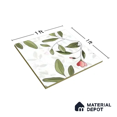 Moroccan Floor & Wall Tile TL 07326 Blush Vine 1 ft x 1 ft Ceramic Matte Finish - 9 mm | Suitable For Kitchen, Bathroom, Dining Area (Sample)