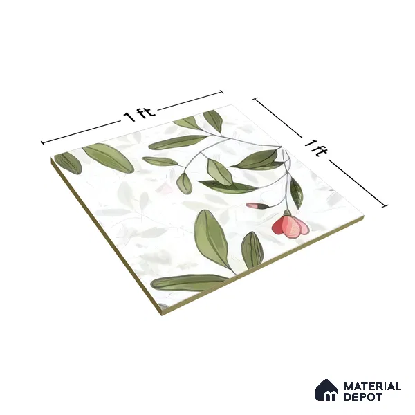 Moroccan Floor & Wall Tile TL 07326 Blush Vine 1 ft x 1 ft Ceramic Matte Finish - 9 mm | Suitable For Kitchen, Bathroom, Dining Area (Sample)