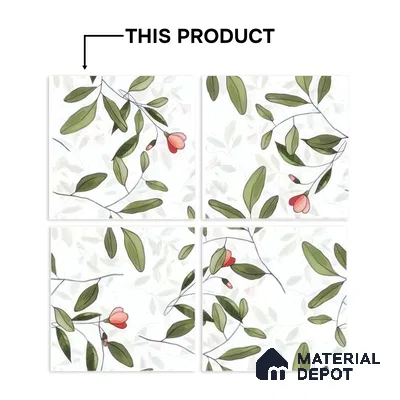 Moroccan Floor & Wall Tile TL 07326 B Spring Stem 1 ft x 1 ft Ceramic Matte Finish - 9 mm | Suitable For Kitchen, Bathroom, Dining Area | Please Expect a Slight Variation of Pattern