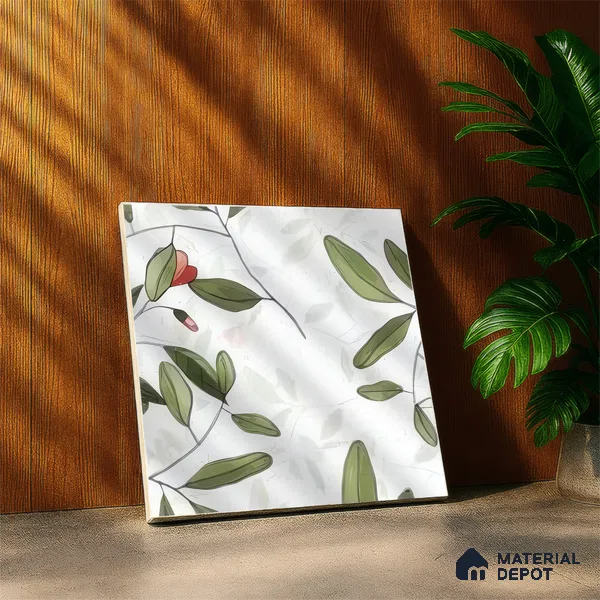 Moroccan Floor & Wall Tile TL 07326 C Petal Trail 1 ft x 1 ft Ceramic Matte Finish - 9 mm | Suitable For Kitchen, Bathroom, Dining Area | Please Expect a Slight Variation of Pattern (Sample)