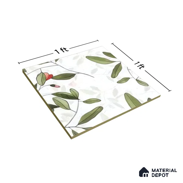 Moroccan Floor & Wall Tile TL 07326 C Petal Trail 1 ft x 1 ft Ceramic Matte Finish - 9 mm | Suitable For Kitchen, Bathroom, Dining Area | Please Expect a Slight Variation of Pattern (Sample)