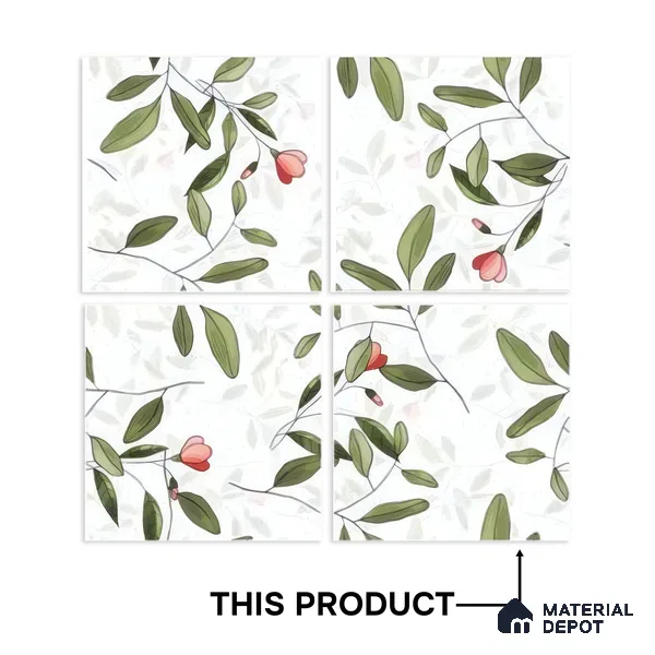 Moroccan Floor & Wall Tile TL 07326 C Petal Trail 1 ft x 1 ft Ceramic Matte Finish - 9 mm | Suitable For Kitchen, Bathroom, Dining Area | Please Expect a Slight Variation of Pattern (Sample)