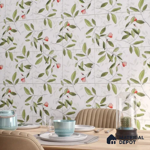 Moroccan Floor & Wall Tile TL 07326 C Petal Trail 1 ft x 1 ft Ceramic Matte Finish - 9 mm | Suitable For Kitchen, Bathroom, Dining Area | Please Expect a Slight Variation of Pattern