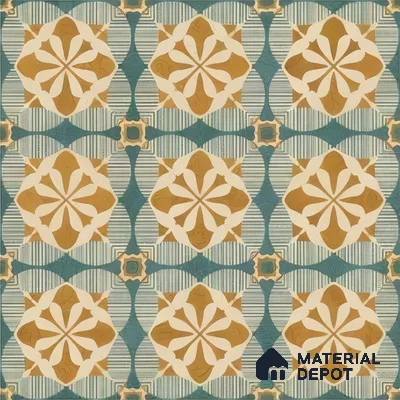 Moroccan Floor & Wall Tile TL 07313 Golden Lattice 1 ft x 1 ft Ceramic Matte Finish - 9 mm | Suitable For Kitchen, Bathroom, Dining Area | Please Expect a Slight Variation of Pattern