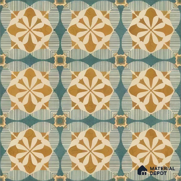 Moroccan Floor & Wall Tile TL 07313 Golden Lattice 1 ft x 1 ft Ceramic Matte Finish - 9 mm | Suitable For Kitchen, Bathroom, Dining Area | Please Expect a Slight Variation of Pattern
