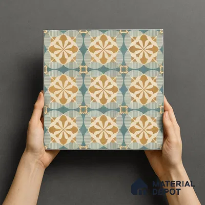 Moroccan Floor & Wall Tile TL 07313 Golden Lattice 1 ft x 1 ft Ceramic Matte Finish - 9 mm | Suitable For Kitchen, Bathroom, Dining Area | Please Expect a Slight Variation of Pattern