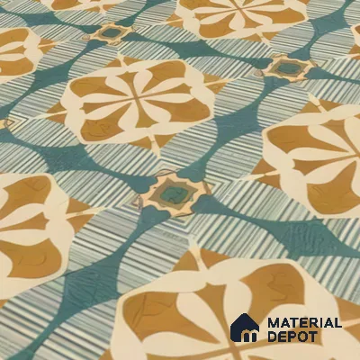 Moroccan Floor & Wall Tile TL 07313 Golden Lattice 1 ft x 1 ft Ceramic Matte Finish - 9 mm | Suitable For Kitchen, Bathroom, Dining Area | Please Expect a Slight Variation of Pattern