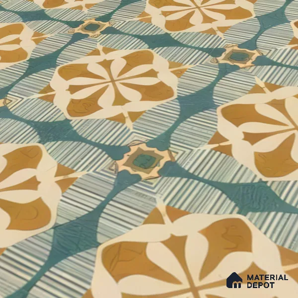 Moroccan Floor & Wall Tile TL 07313 Golden Lattice 1 ft x 1 ft Ceramic Matte Finish - 9 mm | Suitable For Kitchen, Bathroom, Dining Area | Please Expect a Slight Variation of Pattern