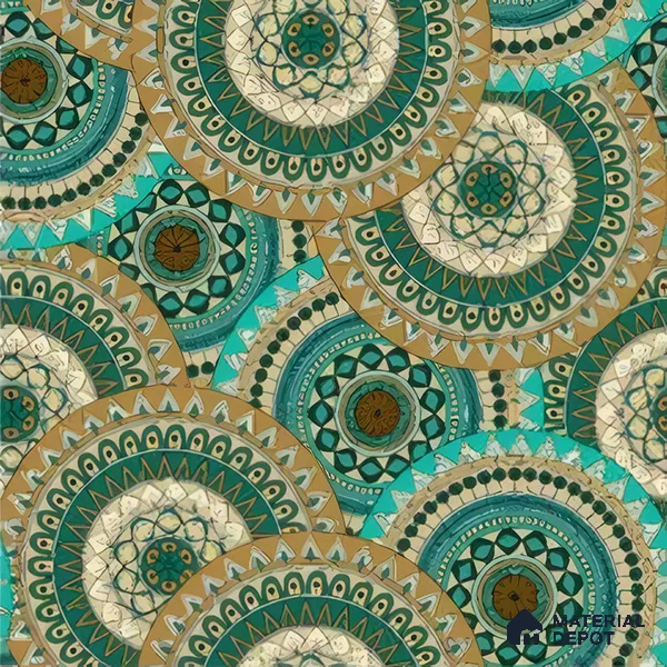 Moroccan Floor & Wall Tile TL 07318 Turquoise Halo 1 ft x 1 ft Ceramic Matte Finish - 9 mm | Suitable For Kitchen, Bathroom, Dining Area | Please Expect a Slight Variation of Pattern