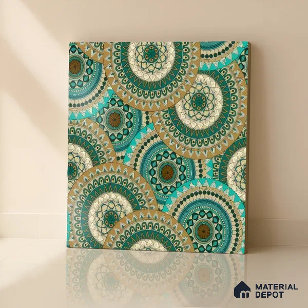Moroccan Floor & Wall Tile TL 07318 Turquoise Halo 1 ft x 1 ft Ceramic Matte Finish - 9 mm | Suitable For Kitchen, Bathroom, Dining Area | Please Expect a Slight Variation of Pattern