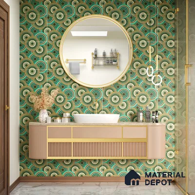 Moroccan Floor & Wall Tile TL 07318 Turquoise Halo 1 ft x 1 ft Ceramic Matte Finish - 9 mm | Suitable For Kitchen, Bathroom, Dining Area | Please Expect a Slight Variation of Pattern