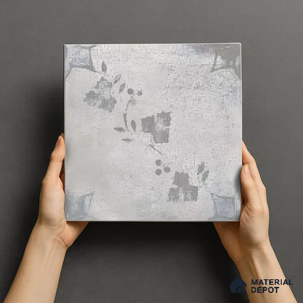 Moroccan Floor & Wall Tile TL 07296 Ash Petal 1 ft x 1 ft Ceramic Matte Finish - 9 mm | Suitable For Kitchen, Bathroom, Living Area | Please Expect a Slight Variation of Pattern (Sample)