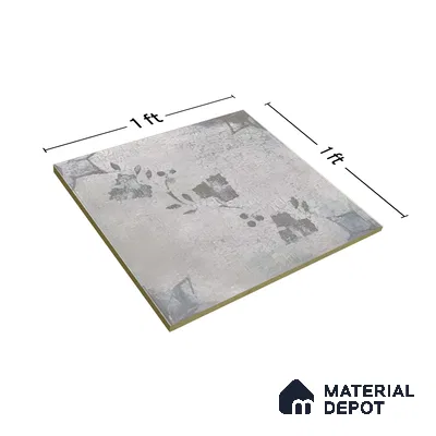 Moroccan Floor & Wall Tile TL 07296 Ash Petal 1 ft x 1 ft Ceramic Matte Finish - 9 mm | Suitable For Kitchen, Bathroom, Living Area | Please Expect a Slight Variation of Pattern (Sample)