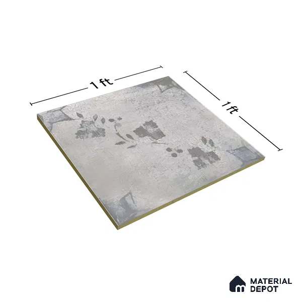 Moroccan Floor & Wall Tile TL 07296 Ash Petal 1 ft x 1 ft Ceramic Matte Finish - 9 mm | Suitable For Kitchen, Bathroom, Living Area | Please Expect a Slight Variation of Pattern (Sample)