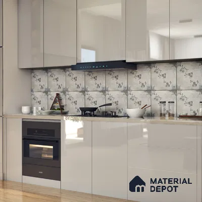 Moroccan Floor & Wall Tile TL 07296 Ash Petal 1 ft x 1 ft Ceramic Matte Finish - 9 mm | Suitable For Kitchen, Bathroom, Living Area | Please Expect a Slight Variation of Pattern (Sample)