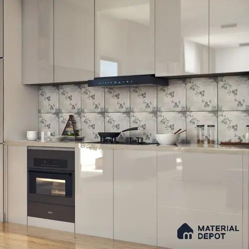 Moroccan Floor & Wall Tile TL 07296 Ash Petal 1 ft x 1 ft Ceramic Matte Finish - 9 mm | Suitable For Kitchen, Bathroom, Living Area | Please Expect a Slight Variation of Pattern