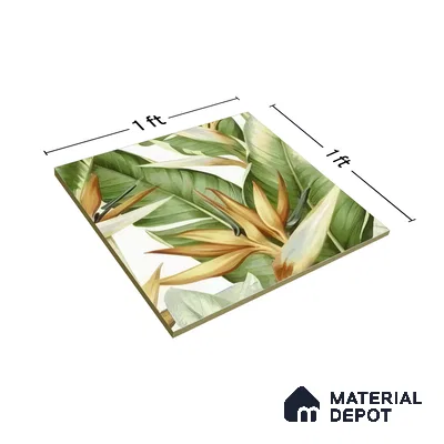 Moroccan Floor & Wall Tile TL 07325 Paradise Leaf 1 ft x 1 ft Ceramic Matte Finish - 9 mm | Suitable For Kitchen, Bathroom, Dining Area | Please Expect a Slight Variation of Pattern