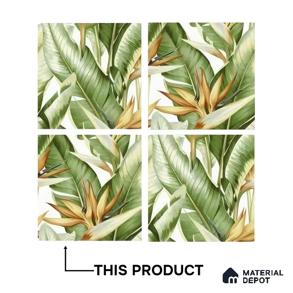 Moroccan Floor & Wall Tile TL 07325 Paradise Leaf 1 ft x 1 ft Ceramic Matte Finish - 9 mm | Suitable For Kitchen, Bathroom, Dining Area | Please Expect a Slight Variation of Pattern