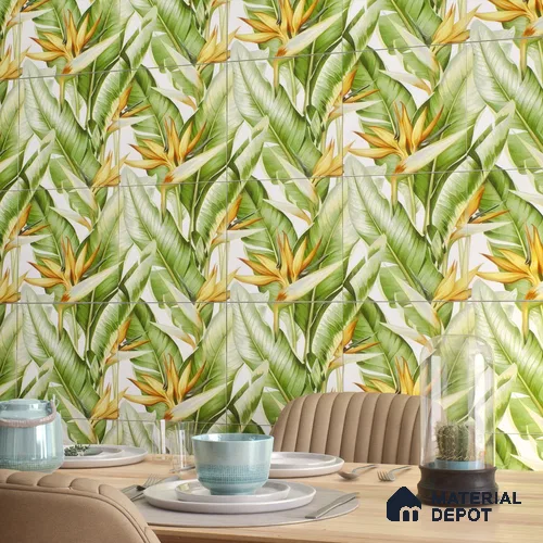 Moroccan Floor & Wall Tile TL 07325 B Verde Tropic 1 ft x 1 ft Ceramic Matte Finish - 9 mm | Suitable For Kitchen, Bathroom, Dining Area | Please Expect a Slight Variation of Pattern