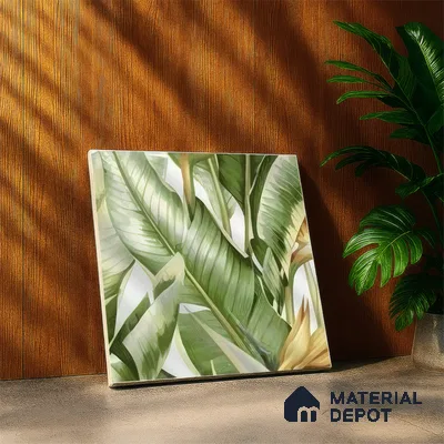 Moroccan Floor & Wall Tile TL 07325 C Jungle Flair 1 ft x 1 ft Ceramic Matte Finish - 9 mm | Suitable For Kitchen, Bathroom, Dining Area | Please Expect a Slight Variation of Pattern (Sample)