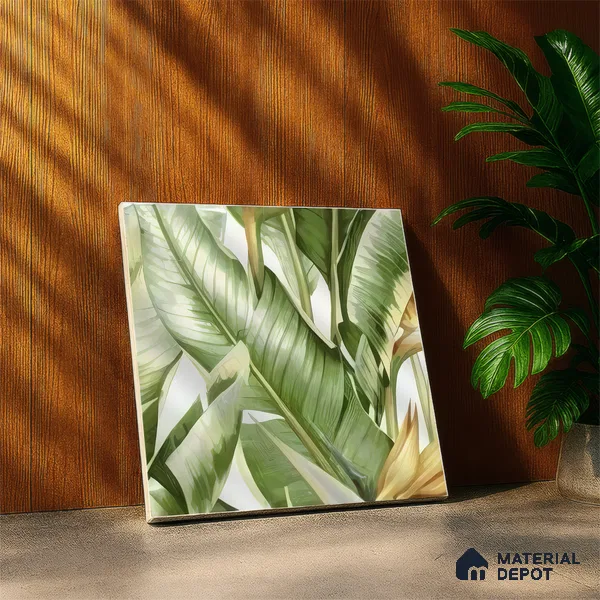Moroccan Floor & Wall Tile TL 07325 C Jungle Flair 1 ft x 1 ft Ceramic Matte Finish - 9 mm | Suitable For Kitchen, Bathroom, Dining Area | Please Expect a Slight Variation of Pattern (Sample)