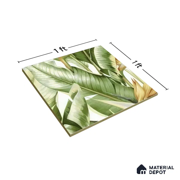 Moroccan Floor & Wall Tile TL 07325 C Jungle Flair 1 ft x 1 ft Ceramic Matte Finish - 9 mm | Suitable For Kitchen, Bathroom, Dining Area | Please Expect a Slight Variation of Pattern (Sample)