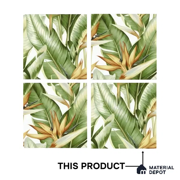 Moroccan Floor & Wall Tile TL 07325 C Jungle Flair 1 ft x 1 ft Ceramic Matte Finish - 9 mm | Suitable For Kitchen, Bathroom, Dining Area | Please Expect a Slight Variation of Pattern (Sample)