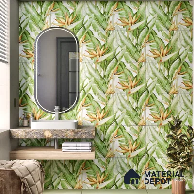 Moroccan Floor & Wall Tile TL 07325 C Jungle Flair 1 ft x 1 ft Ceramic Matte Finish - 9 mm | Suitable For Kitchen, Bathroom, Dining Area | Please Expect a Slight Variation of Pattern (Sample)