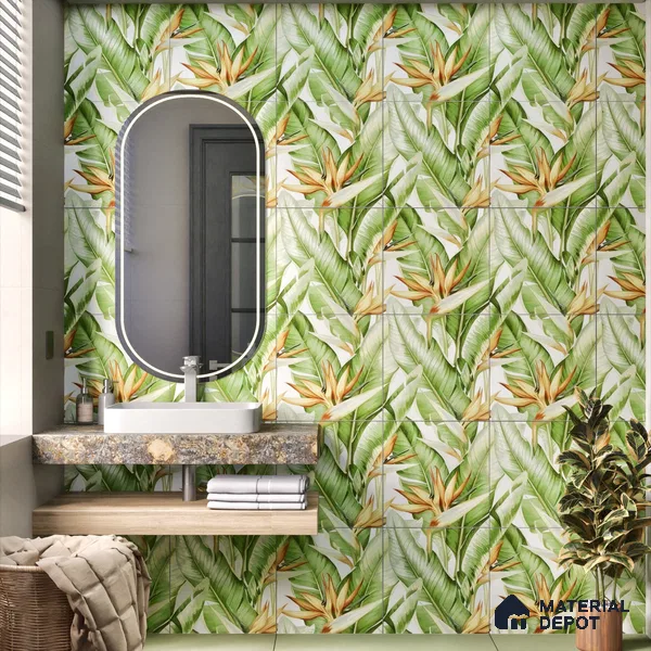 Moroccan Floor & Wall Tile TL 07325 D Lush Haven 1 ft x 1 ft Ceramic Matte Finish - 9 mm | Suitable For Kitchen, Bathroom, Dining Area | Please Expect a Slight Variation of Pattern (Sample)