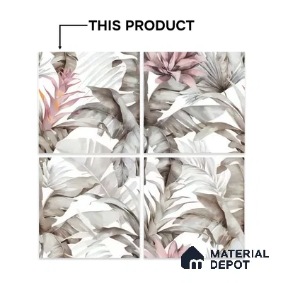 Moroccan Floor & Wall Tile TL 07324 B Muted Bloom 1 ft x 1 ft Ceramic Matte Finish - 9 mm | Suitable For Kitchen, Bathroom, Dining Area | Please Expect a Slight Variation of Pattern (Sample)